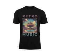 Cotton Prime T-Shirt 'Retro Music' jaune foncé / émeraude / mûre / noir, Taille M