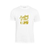 Cotton Prime T-Shirt 'Surf Time Urlaub Meer Ozean' safran / blanc, Taille M