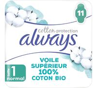 Cotton Protection Normal Serviettes Avec Ailettes X11, Voile Supérieur 100% Coton Biologique