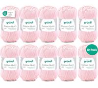Cotton Quick Plain Knitting Crochet Yarn 10 x 50 g (100% Cotton Yarn in Happy Colours OEKO-TEX Certified,50 g/125 m,Needle Size 3-4,10 x 50 g),Light Pink