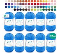 Cotton Quick Plain Knitting/Crocheting Yarn,10 X 50 G Balls (100% Cotton Yarn In Happy Colours,Oeko-Tex Certified,50 G/125 M,Needle Size 3-4,10 X 50 G),Medium Blue
