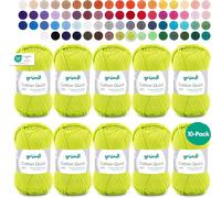 Cotton Quick Plain Knitting/Crocheting Yarn,10 X 50 G Balls (100% Cotton Yarn In Happy Colours,Oeko-Tex Certified,50 G/125 M,Needle Size 3-4,10 X 50 G),Light Green