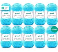 Cotton Quick Plain Knitting/Crocheting Yarn,10 x 50 g Balls (100% Cotton Yarn in Happy Colours,Oeko-TEX Certified,50 g/125 m,Needle Size 3-4,10 x 50 g),Sea Blue