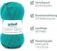 Cotton Quick Plain Knitting Yarn 10 X 50 G (100% Cotton Yarn In Happy Colours Oeko-Tex Certified,50 G/125 M,Needle Size 3-4,10 X 50 G),Verde Smeraldo