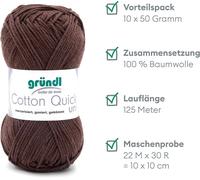 Cotton Quick Plain Knitting Yarn 10 X 50 G (100% Cotton Yarn In Happy Colours Oeko-Tex Certified,50 G/125 M,Needle Size 3-4,10 X 50 G),Cioccolato