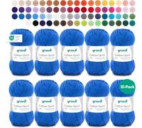 Cotton Quick Plain Wool-Fine Wool for Crochet-Knitting Yarn-Crochet Yarn-Shiny and Skin-Friendly-100% Cotton-10 Balls 50g/125m-Needle Size 3-4-Royal Blue