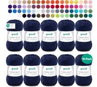 Cotton Quick Plain Wool-Fine Wool for Crochet-Knitting Yarn-Crochet Yarn-Shiny and Skin-Friendly-100% Cotton-10 Balls 50 g/125 m-Needle Size 3-4-Dark Blue