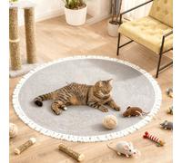Cotton Rope Area Rug for Cats, Nestoly Cat Scratching Rug, Pet Cat Rug, Washable Round Vintage Reversible Woven Tassel Rugs, Stylish Home Accent, Easy Clean, Multiple Sizes (100cm/39.4in,Grey)