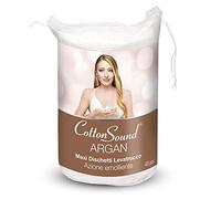 COTTON SOUND Argan Maxi Lot de 40 disques démaquillants 100% coton avec microcapsules d'argan, action émolliente, côté lisse et côté gaufré, fabriqué en Italie