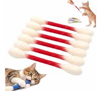 Cotton Swabs Cat Toys with Catnip,6pcs Giant Cotton Swab Cat Toys,Durable Dental Teething Stick,Felt Kitty Kicker Toy Stick,Interactive Biting Toy for Indoor Anxiety Digestive,Stress Relief(Red)