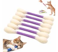Cotton Swabs Cat Toys with Catnip,6pcs Giant Cotton Swab Cat Toys,Durable Dental Teething Stick,Felt Kitty Kicker Toy Stick,Interactive Biting Toy for Indoor Anxiety Digestive,Stress Relief(Purple)