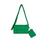 Cotton Woven Women's All Shoulder Bags, Puffy Box Knit Bags, Feather Knit Bags, Fashion Bags, Nylon Bags. (green)