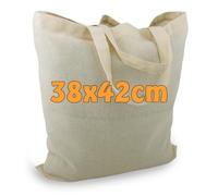 Cottonbagjoe 100 Sacs en Coton | 38x42 cm | Unis | Avec Deux Poignées Courtes | À Peindre | Certifiés Öktex 100 | en Jute | en Tissu