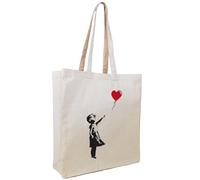 Cottonbagjoe Sac en toile de jute en tissu semblable au jean (très robuste et résistant) non imprimé avec plis latéraux et fond et deux longues anses 38 x 42 x 10 cm, Fille avec ballon