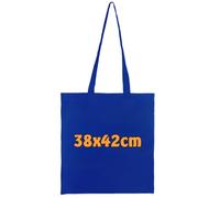 Cottonbagjoe Sacs en Coton 38 x 42 cm | Non Imprimé | Deux Longues Anses | À Peindre | Certifié Ökotex 100 | Toile de Jute | Tissu, Bleu Roi, 100 Stk.