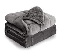 Cottonblue Couverture lestée en Molleton Sherpa de 6,8 kg pour Adulte, Peluche Confortable en Flanelle, Duveteuse, Taille complète, Couverture Douce en Minky pour canapé-lit, 121,9 x 183 cm, Gris