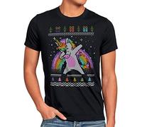 CottonCloud Licorne Noël T-Shirt Homme Arc-en-Ciel Dab Dabbing Pull de noël Ugly Sweater, Taille:5XL