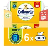 Cottonelle Lot de 6 paquets de 84 lingettes humides - Camomille et aloe vera - Biodégradable - Sans plastique - Refermable