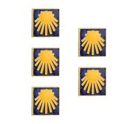 Cottvott Broche en émail Camino de Santiago en forme de coquillage de pèlerin - Broche croix de St Jacques, badge de marquage routier coquillage festonné