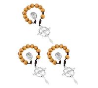 COTTVOTT Chapelet de poche de prière d'une décennie avec médaille de Sainte Thérèse/Michel/Joseph et pendentif en croix du Christ Jésus Perles en bois Chapelet Tenner Fait à la main Cadeau catholique