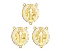 COTTVOTT Grande médaille en émail Saint Benoît de Nursie Patron contre le mal pour la fabrication de bijoux, chapelet à 3 trous, Large, Alliage, Pas de pierre précieuse