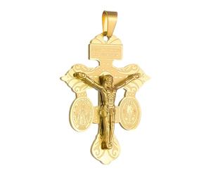 COTTVOTT Pendentif crucifix de pardon avec médaille de Saint Benoît et miraculeuse, triple menace, pendentif croix catholique pour homme et femme