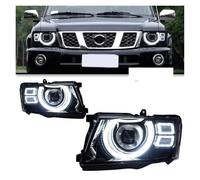 COTUND Ensemble phares et feux arrière compatibles avec les phares avant Nissan Patrol Y61 (2005-2022) : feux de jour à LED, clignotants et feux de route. Accessoires auto.