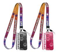 Cou lacets porte - cartes, lot de 2 Basketball Pattern cordon tour de cou pour badge lacets hard Card Case cool lacets badge Holder pour les fans de basketball garçon