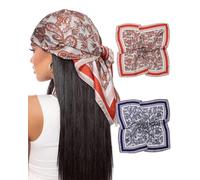 Coubeau - Lot de 2 Foulards Carrés en Satin 70 x 70 cm Pour Femme, Bandanas en Soie Comme Foulards Carrés, Bandanas pour Cheveux, Bandeau
