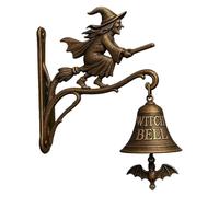 Coubeille de Porte Halloween Vintage, Fonte de Porte Halloween en Fonte en fon-Te en fon-Te avec sorcière sur Balai, Sonnette de décoration de sorcière Gothique, Sonnette hangable de sorcièr-e