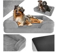 Couchage - TECTAKE - Panier KIMBA pour chien avec bordure en peluche antidérapante lavable, taille L, 94 x 72 x 18 cm - Gris