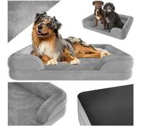 Couchage - TECTAKE - Panier KIMBA pour chien avec bordure en peluche antidérapante lavable, taille XL, 112 x 85 x 18 cm - Gris