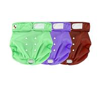 Couche Chien Femelle Très Absorbante Paquet de 3 - Culotte Chiennes Chaleurs avec Tampon Microfibre à 2 Couches, Polyester Respirant et Extérieur Imperméable Grande -Convient aux Tailles 19" à 27"