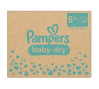 Pampers Baby-Dry, Taille 5+, 168 Couches, 12-17kg, Extra Absorption, Une nuit jusqu'à 100% sans fuites avec la Poche Stop & Protect à l’arrière de la couche, Pack 1 Mois