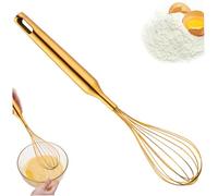 Couche d'oeuf 12 pouces batteur d'oeuf Pâte en acier inoxydable fouet avec poignée et trou de suspension 12 fil or pour la cuisson, le mélange, le fouet, la cuisson
