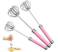 Couche d'oeuf 3pcs en acier inoxydable semi-automatique fouet 3 taille de main de taille différente pour cuisiner un batteur d'oeufs pour le mélange à la maison..