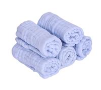 Couche pour bébé en gaze de coton réutilisable lavable 12 couches absorbantes douces et confortables pour nouveau-né tout-petit blanc rose jaune bleu vert ensemble de 5 pièces (Bleue)