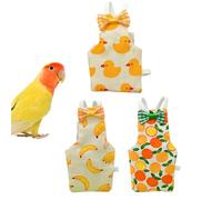 Couche pour cacatoès - Vêtements pour cacatoès | 3 pièces de vêtements pour oiseaux perruches avec bande pour animaux de compagnie, voyage, jardin, vacances