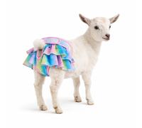 Couche pour Chèvre Femelle, Jupe Réutilisable et Lavable pour Petite avec Taille Réglable à Scratch, Ouverture pour Queue Volants Superposés Doux pour Chevreaux Petites Chèvres Femelles(Pink,M)