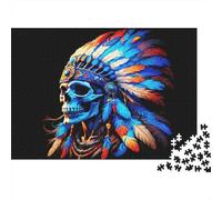 Couche-tête Native Skull Puzzle 1000 Pièces Adultes intéressant Puzzles 1000 Pièce Peinture Art Cadeau 52x38cm/1000pcs