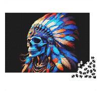 Couche-tête Native Skull Puzzle DIY 1000 Pièces Carton Extra-Épais pour Amateurs De Famille, Jeu Amusant, Belle Décoration, Cadeau D’Anniversaire Idéal pour Tous Âges 70x50cm/1000pcs