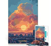 Coucher de Soleil à Albuquerque, Nouveau-Mexique Puzzle de 1000 pièces pour Adultes et Adolescents Améliore la mémoire, détente et légèreté Découpe Nette Joli Cadeau 38x26cm
