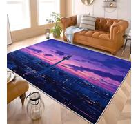 Coucher de Soleil à Berlin, ScèNe Nocturne Tapis Antidérapant à Poils Courts 60x90 cm Violet Tapis de Salon et Chambre, Facile d’Entretien, Dos Antidérapant, Décoration Douce pour Enfants et Animaux
