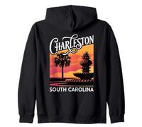 Coucher de Soleil à Charleston en Caroline du Sud Sweat à Capuche