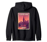 Coucher de soleil à Cleveland Ohio Dusk Dawn Voyage Art Graphic Sweat à Capuche