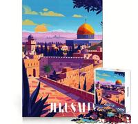 Coucher de Soleil à Jérusalem pour Adultes Puzzle de 1000 pièces Jeu d'exercice Mental Loisirs Doux Design à Assembler Cadeau saisonnier 38x26cm