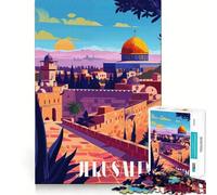 Coucher de Soleil à Jérusalem pour Adultes Puzzle de 1000 pièces Jeu d'exercice Mental Loisirs Doux Design à Assembler Cadeau saisonnier 38x26cm