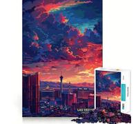 Coucher de Soleil à Las Vegas, Nevada Puzzle Difficile de 1000 pièces pour Adultes, Jeu de logique, Lien Familial, découpe de précision, Surprise chaleureuse 38x52cm