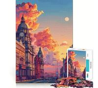 Coucher de Soleil à Liverpool, Royaume-Uni Puzzle de 1000 pièces pour Adultes, Jeu de logique, Jeu d'intérieur, découpe de précision, Cadeau précieux 38x52cm