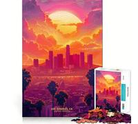 Coucher de Soleil à Los Angeles Puzzle de 1000 pièces pour Adultes et Adolescents Amélioration de la mémoire Détente et légèreté Découpe Nette 38x52cm
